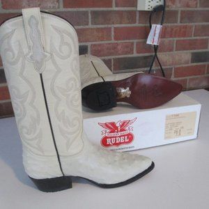 RUDEL hand made white western boots